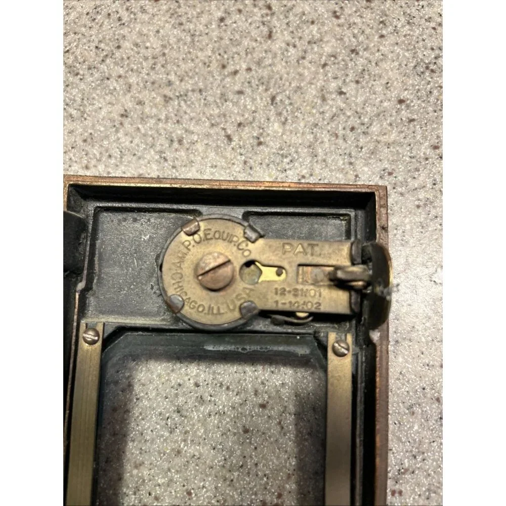 1920's US Brass Post Office Door Glass in Window Antique Collectible Textured - Picture 5 of 7